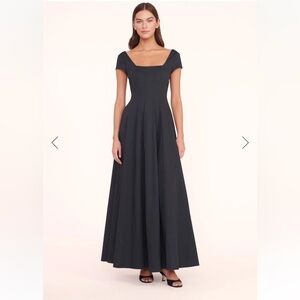 STAUD Wells Maxi Dress - Square Neck Cap Sleeve Maxi Gown